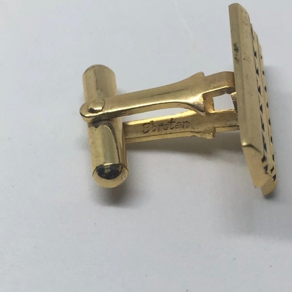 forstar cufflink and tie clip set Vintage MCM gold tone goldtone geometric - Picture 5 of 10